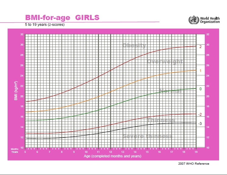 индекс массы тела для девочек 5 - 19 лет